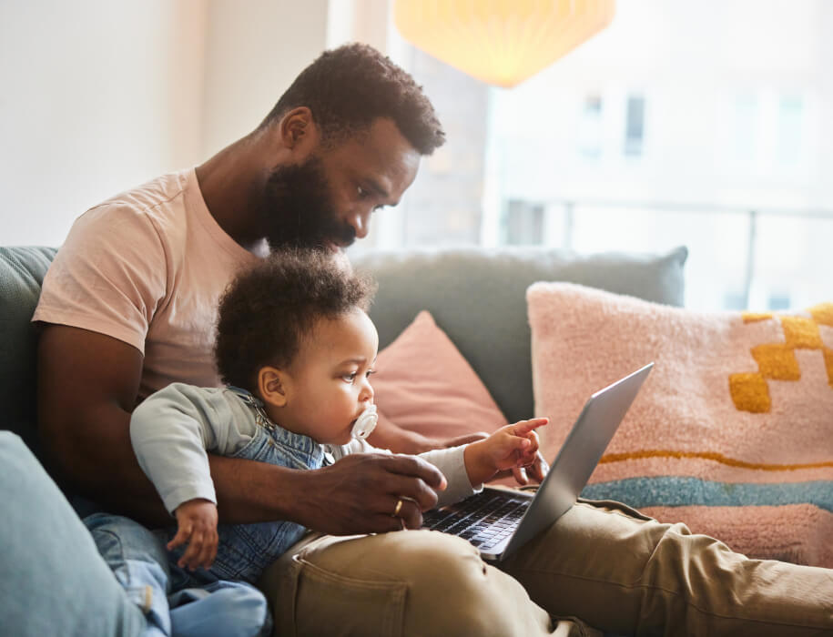 Father child on computer