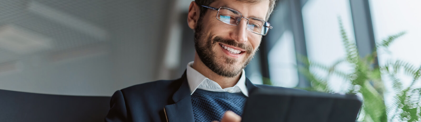 Male on a tablet